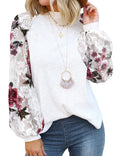 european and american export  new women's long-sleeve lace casual loose t-shirt top
