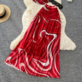 Pure desire wind red printingelegant age reduction two-piece set women's summer slim slimming look vacation style suit outfit