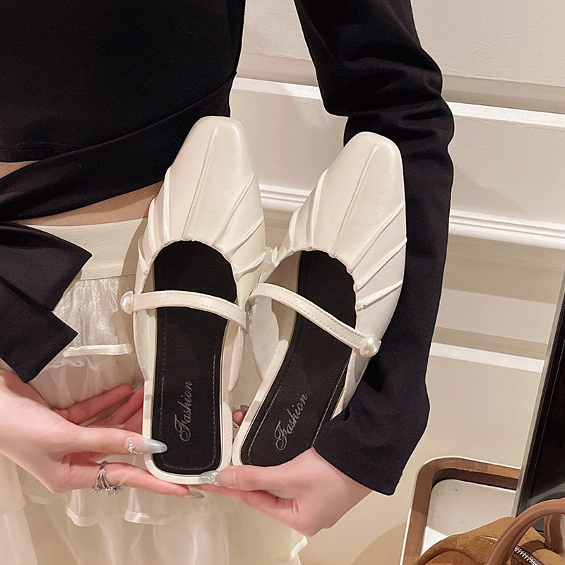 2025 summer fashion versatile bow slippers women's sweet minimalist mary jane bow toe slingbacks