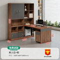 Financial office desk set - executive office desk with high cabinet, two-seat facing configuration for accountants and managers