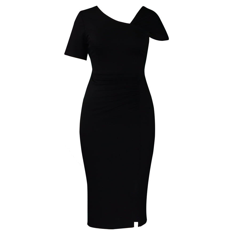 D621  european and american women's clothing new fashion elegant solid color asymmetrical neck bodycon african dress