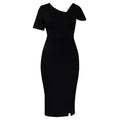 D621  european and american women's clothing new fashion elegant solid color asymmetrical neck bodycon african dress