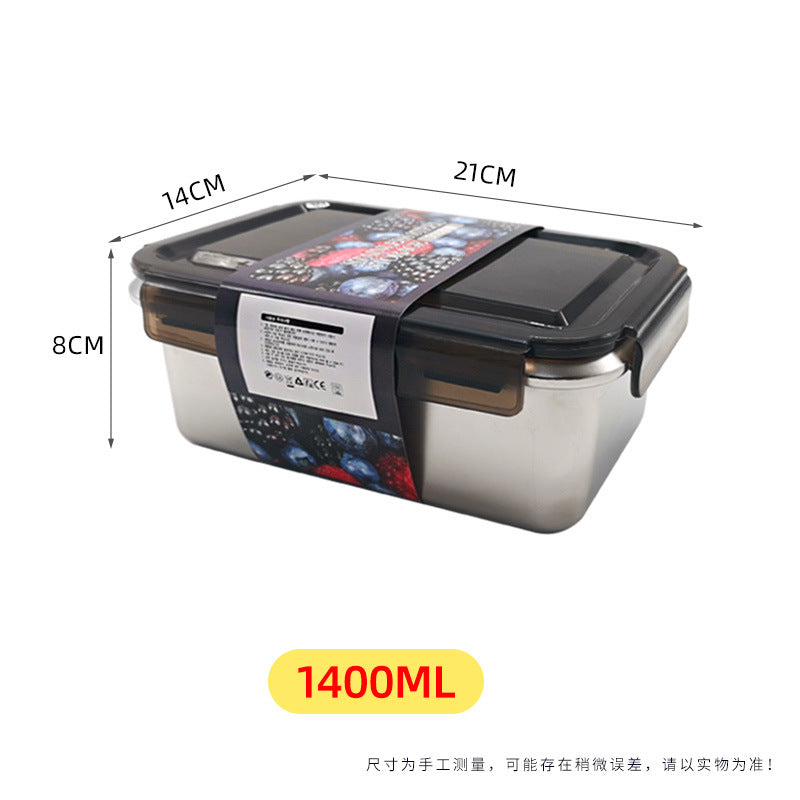 Japanese-style 316 stainless steel food container with lid, lunch box, outdoor fruit sealed bento box, square lunch box - wholesale