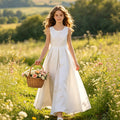 fashion style youth whitecasual style satin sleeveless vest pastoral style back lacepatchworkelegance