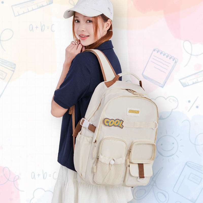 School bag University women's large-capacity dirt-resistant sixth grade spine care small food allowance pain bag backpack high school student travel backpack