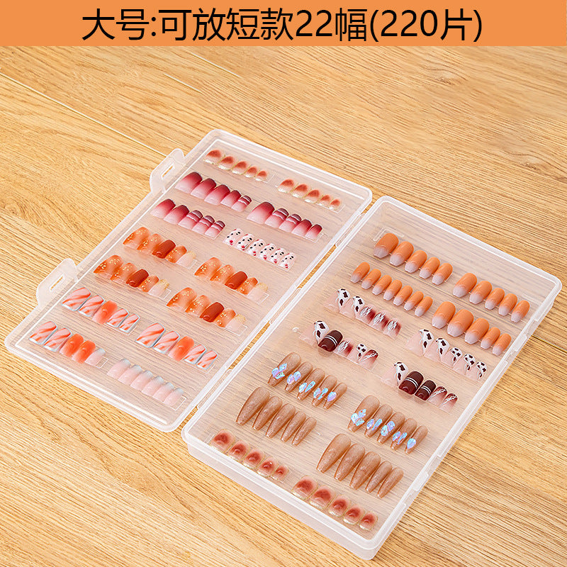 Desktop Flip Nail Art Jewelry Storage Box Plastic Transparent Large Flat Accessories Nail Art Wear Nail Storage Box