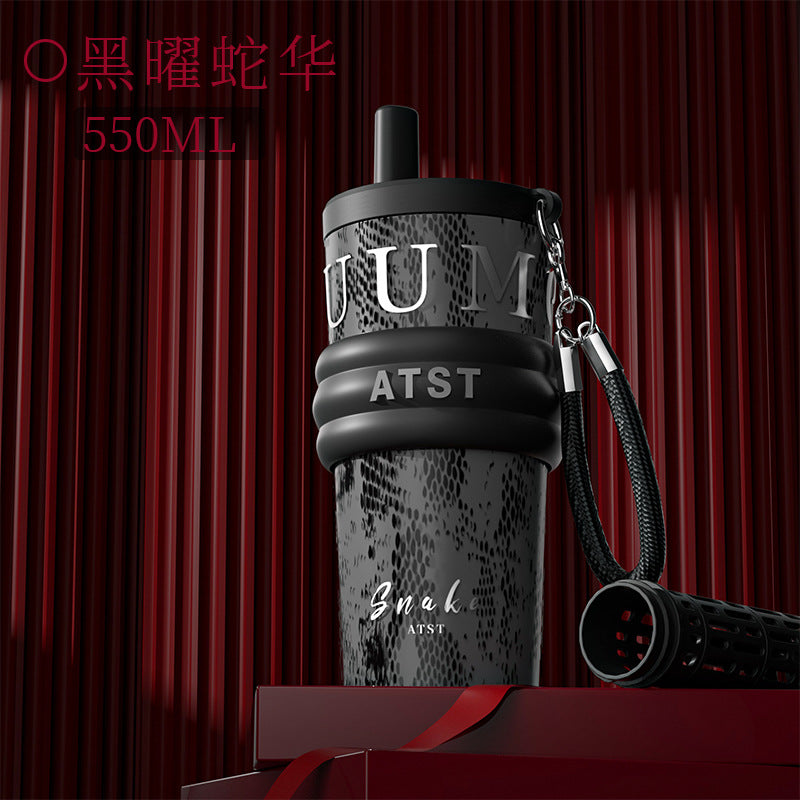 Snake comes and turns accessible luxury high-value convenient 316 stainless steel thermos cup large capacity straw cup for home water cup