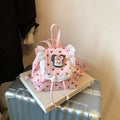 Sweet and cute fashion flip-top backpack for female students, new autumn and winter lace schoolbag, cartoon girl backpack