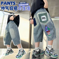 Boys' mid-length shorts - summer  new collection - kids' 5-inch shorts - big & tall boys' denim shorts - printed design