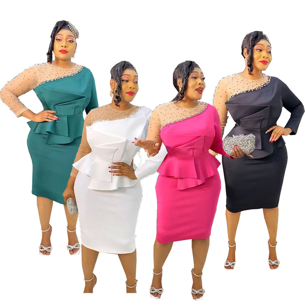 new arrivals: african cross-border fashion - figure-hugging midi dress with long sleeves - hot seller!