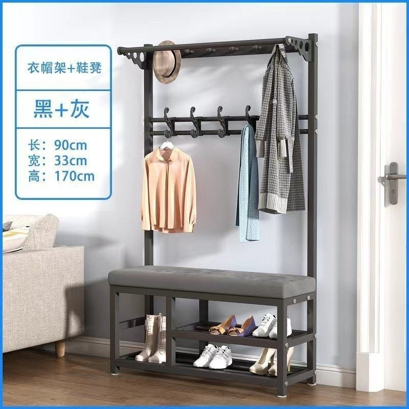 Simple shoe changing stool entrance door for home coat rack floor-standing entrance storage rack all-in-one foyer multifunctional coat rack
