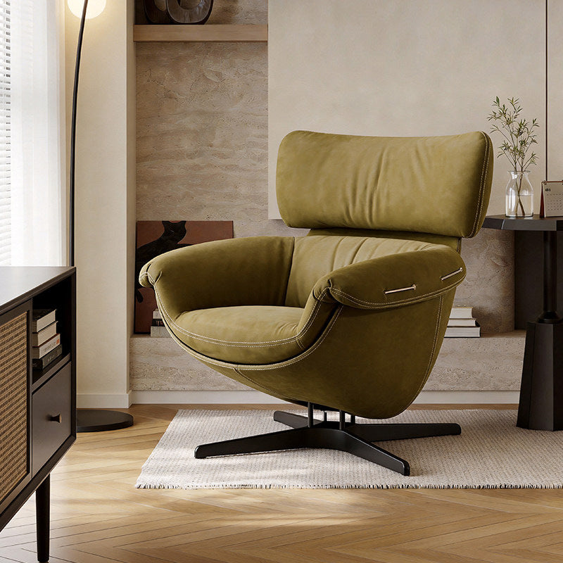 Italian normcore fabric rotate armchair accessible luxury casual living room balcony lazy plaid reclining single sofa chair