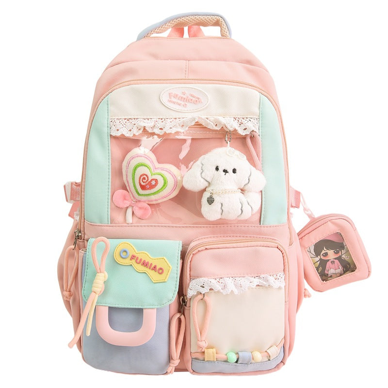 School season student schoolbag Korean college style large-capacity high school student backpack cute multi-compartment transparent backpack