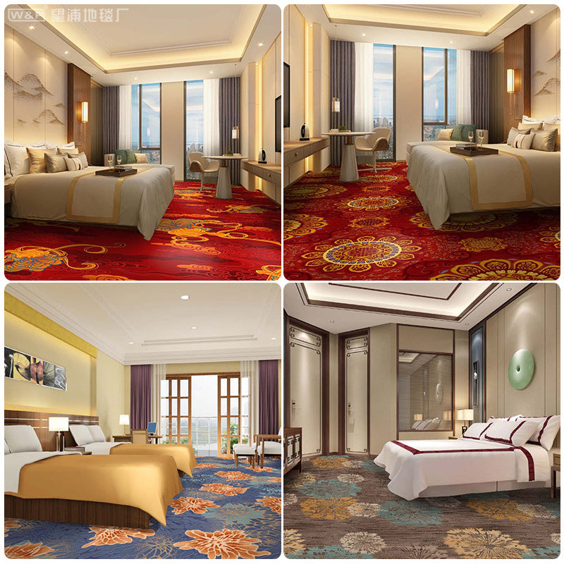 Hotel, guesthouse, b&b room corridor carpet, nylon b1 grade fireproof, full coverage, thickened, soundproof bedroom bedside rug