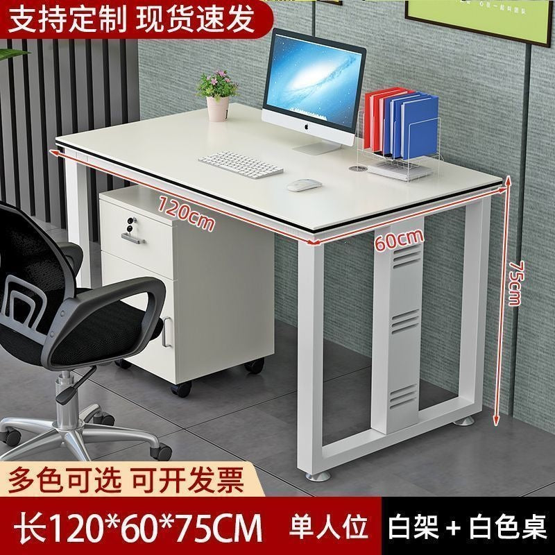Single person office computer desk - minimalist modern office employee workstation desk and chair set - home office desk - simple executive desk