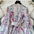 Super fairy seaside vacation v neck floral dress women's summernew arrivaltie back waist large swing pleated fairy skirt