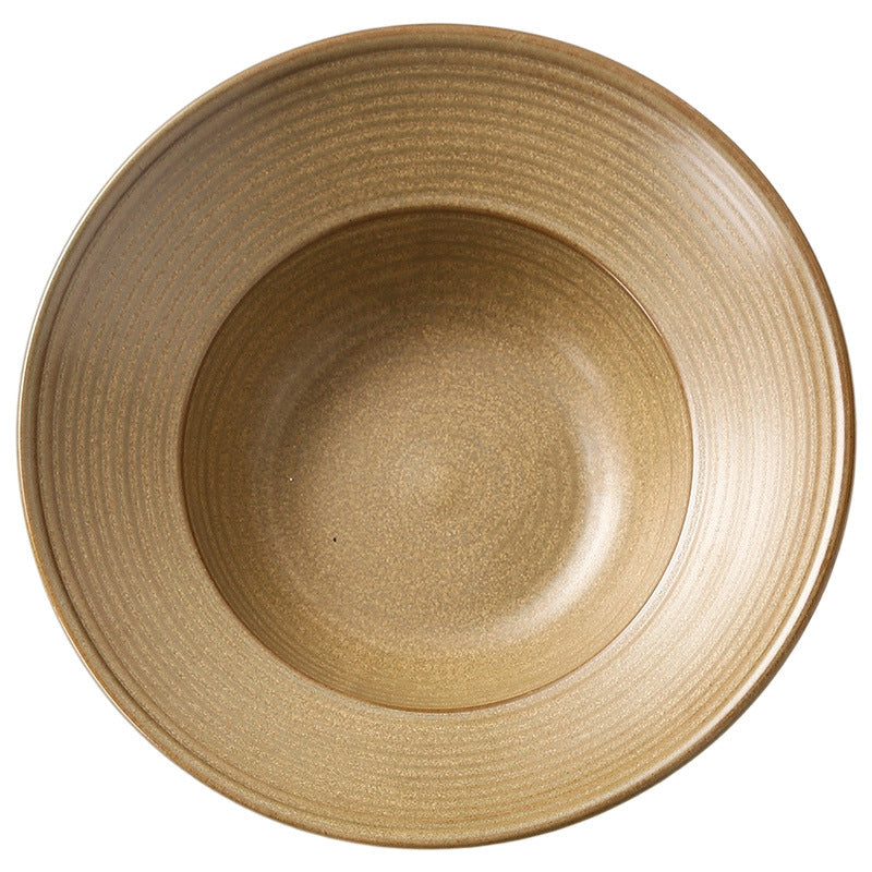 Retro style ceramic kiln straw hat plate restaurant hotel for home threaded pasta plate japanese style fruit salad dessert plate