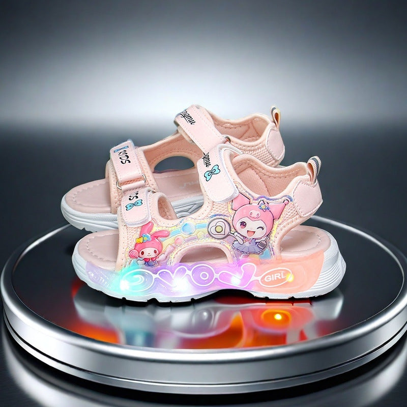 Girls' open-toe light-up sandals & slippers -  summer collection: soft sole, luminous, my melody princess style