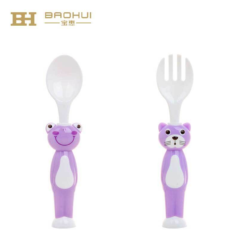 Cartoon baby spoon, baby spoon and fork combination, newborn learning to eat, children feeding water, complementary food tableware OEM outlet