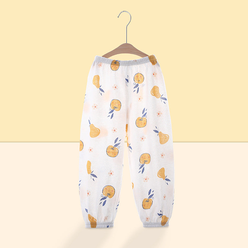 Baby pants summer thin pure cotton children's mosquito pants boys girls bloomers baby long pants sleep pants mesh
