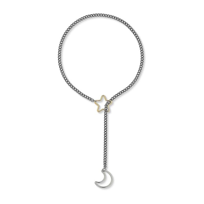 New arrival cross-border golden moon and star necklace punk gothic adjustable cuban lasso y-shaped necklace