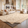 Removable and washable carpet living room 2026 new double layer machine washable carpet easy to care for medieval cream style soundproof floor mat