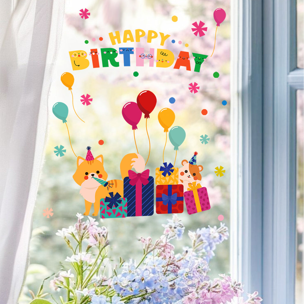 Cross-border new creative gift box balloon home living room bedroom window glass decoration beautiful static sticker