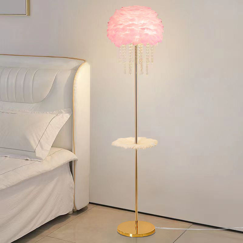 Coffee table 2 feather crystal lamp atmosphere decorative lamp popular xiaohongshu living room sofa bedroom bedside lamp romantic lamp
