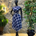 European and american cross-border women's fashion  summer new arrival: elegant retro round neck plaid top and asymmetrical midi skirt set
