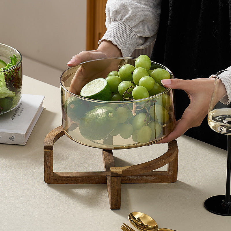 Glass fruit bowl salad bowl with stand - ideal for hotel reception, ktv buffets, home use, welcome snacks, candy storage, and fruit serving