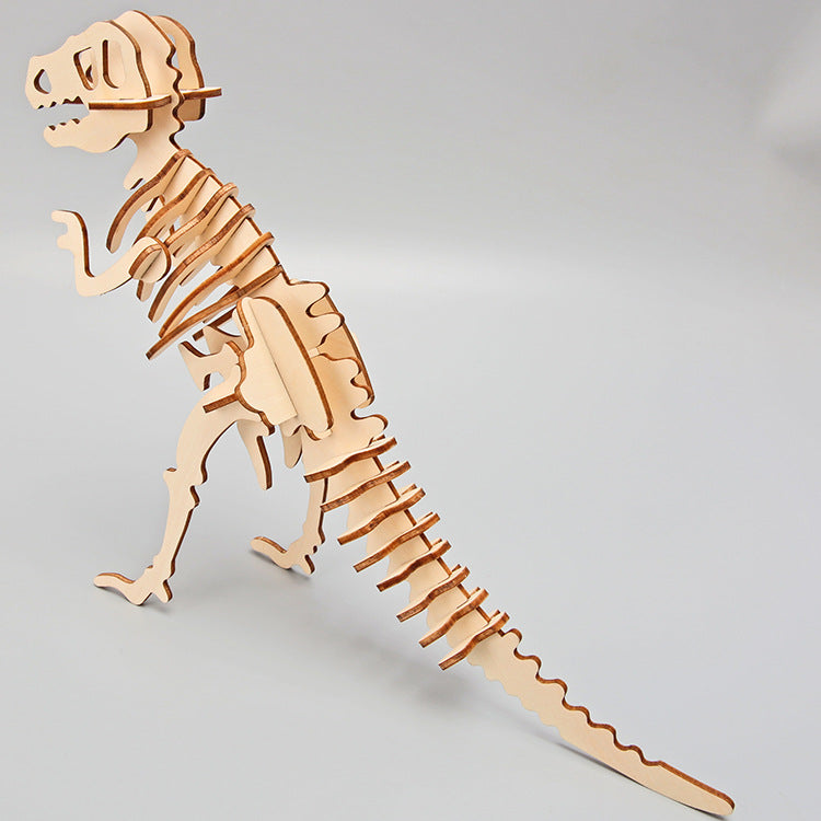 Wood products three-dimensional puzzle dinosaur Tyrannosaurus rex laser cutting children's fun experimental toy materials wholesale