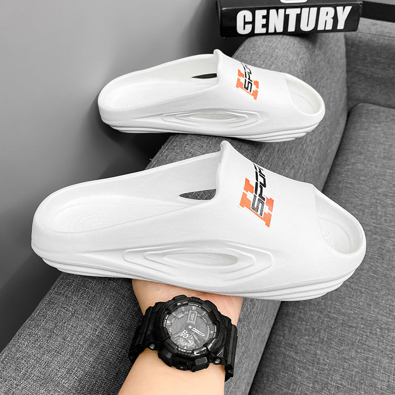 2024 summer men's slippers summer new thick bottom stepping on shit feeling sandals one-word drag EVA men's sports tide drag batch