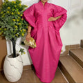 export women's stand collar lantern sleeve maxi dress with ruched waist, african party loose robe, bubu dress