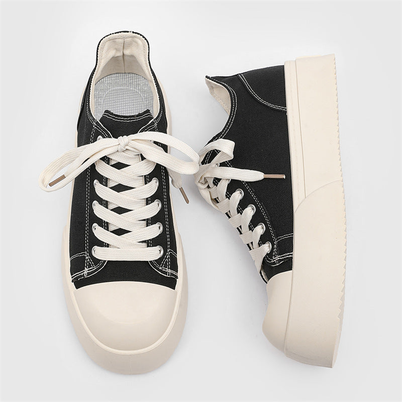 2026 spring new retro canvas shoes men's height increasing casual versatile classic skate shoes korean style trendy thick sole men's shoes
