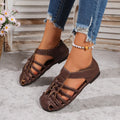 2026 summer new arrivals: woven round-toe breathable hollow-out retro sandals - comfortable, lightweight roman style women's footwear for cross-border e-commerce