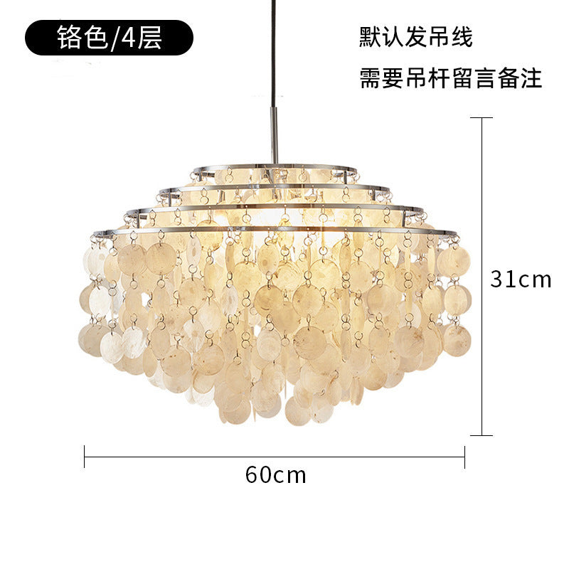 French Romantic Shell Chandelier Cream Wind Living Room Chandelier Italian Designer Bedroom Light Wind Chime Restaurant Lighting