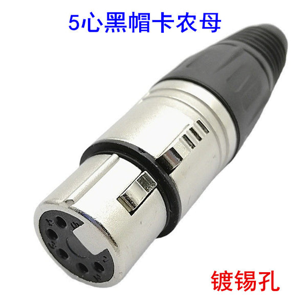 Nickel-plated 5-pin XLR cable connector Card faucet, audio plug, Canon Canon head, microphone, female head