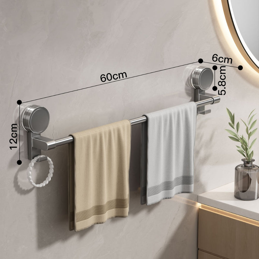 Suction cup towel rack bathroom punch-free wall-mounted storage rack bathroom towel single pole bathroom storage rack