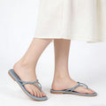 New summer denim slippers low heel flats flip flops women's home slippers wholesale sandals beach slippers