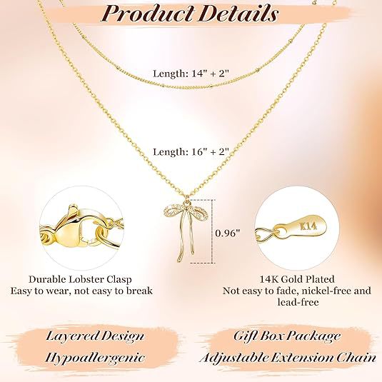 Amazon's new bows necklace fashion copper plated real gold sense of design women's fashion cross-border jewelry necklace casual