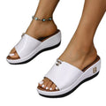 Plus size open toe summernew arrival sandals and slippers women's thick solefashion cross-border platform wedge heel slippers wholesale