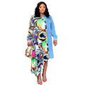 Source denim chiffon patchwork unique cutting fashionloose shirt dressfashion african plus size special price