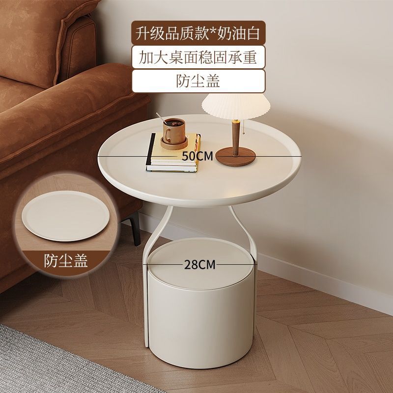 Accessible luxury sofa coffee table movable coffee table small apartment casual bedroom bedside study storage rack balcony round table