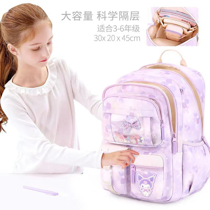 kuromi elementary school student schoolbag for girls wholesale kids large capacity backpack lightweight first, second, third to sixth storage