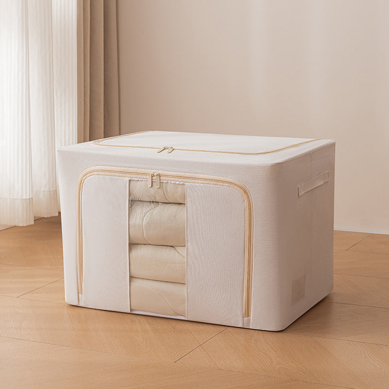 Clothes storage box Cotton and linen with steel frame Foldable storage box Cotton quilt down jacket finishing box Fabric Baina box