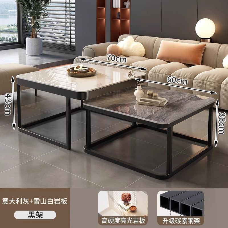 Rock slab coffee table for home living room small apartment coffee table casual modern new arrivalclassy glass retractable storage tea table