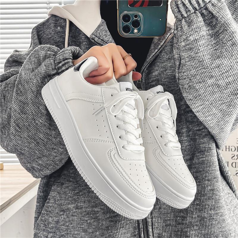 Men's white sneakers - spring breathable casual versatile shoes for teens - 2025 new student pure white athletic skate shoes
