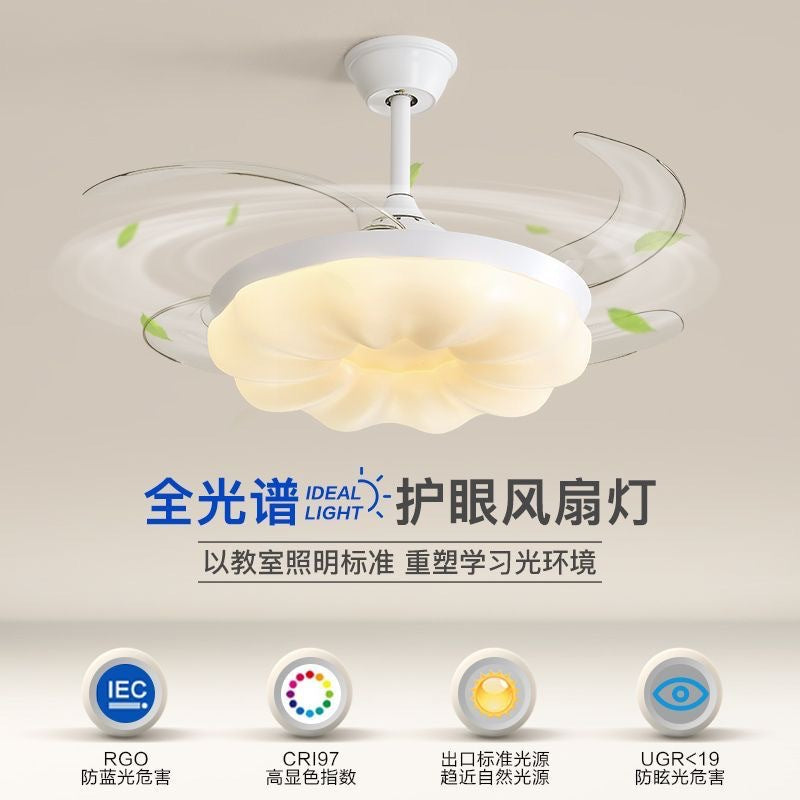 W% cream style invisible fan chandelier for homeled living room bedroom strong wind silent integrated frequency conversion restaurant hanging