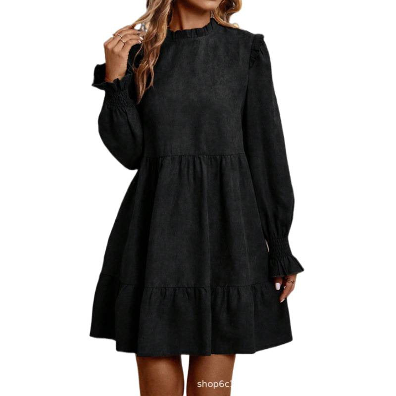 Women's solid color fitted pullover casual fashion long sleeve dress - new autumn  collection
