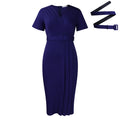 D504 cross-border women's summer  new arrival: short-sleeve v-neck, slim-fit solid color office lady pencil skirt african dress